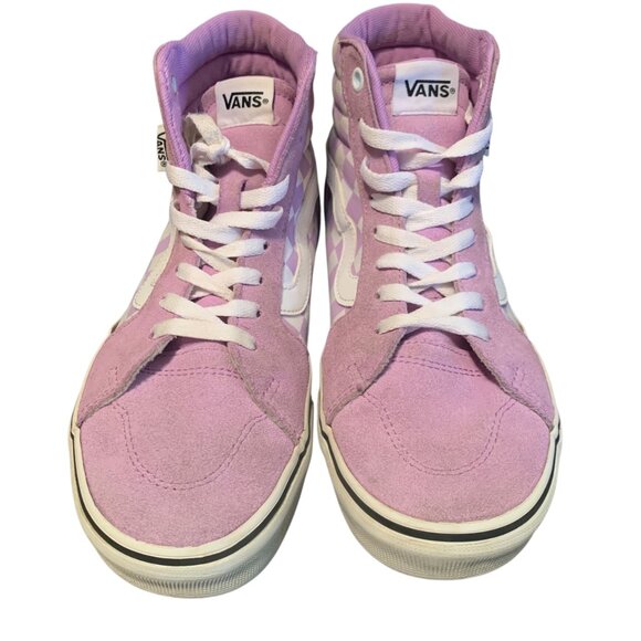 Vans Womens High-Tops Lilac Purple Checkered Skate Shoes Lace-Up Size 8 - Picture 4 of 5
